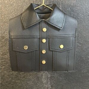 Black Faux Leather Jacket Purse with Gold Buttons